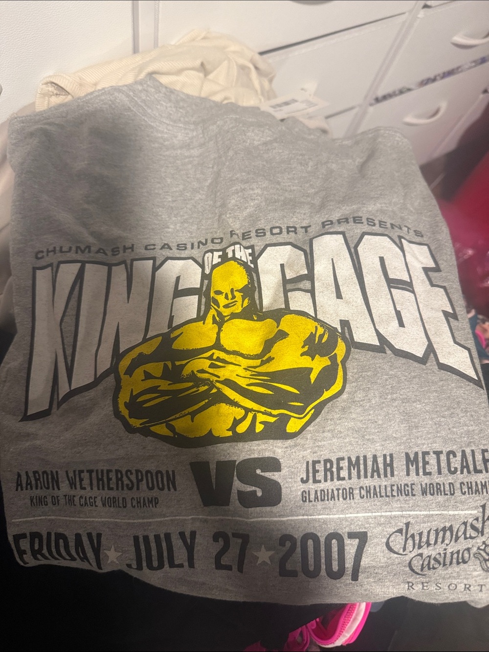 King of the Cage Graphic Tee - Gray & Yellow